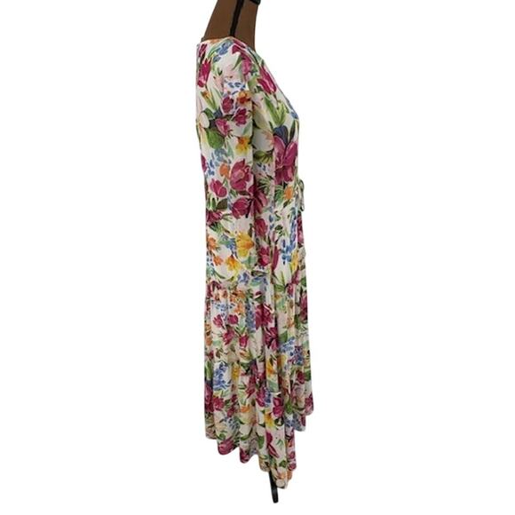 Taylor Long Sleeve V-Neck Tiered Floral Maxi Dress with Elastic Waist – Size 10 - Picture 3 of 8